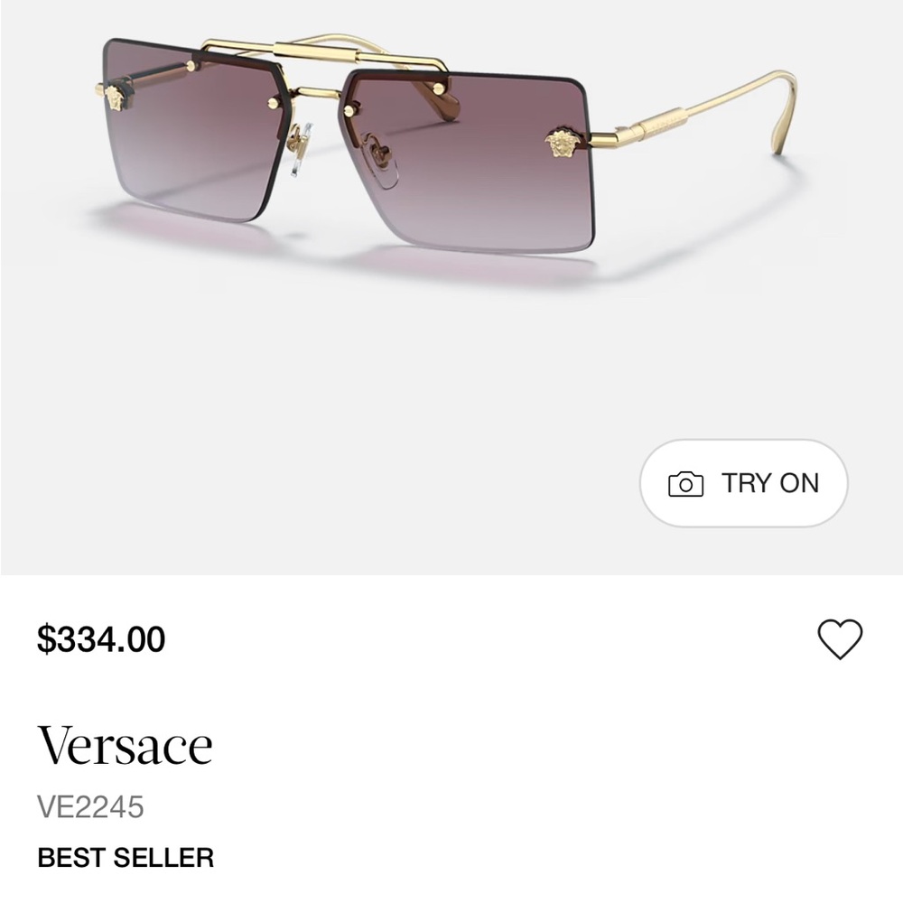 Versace Gold and Black Rimless Sunglasses